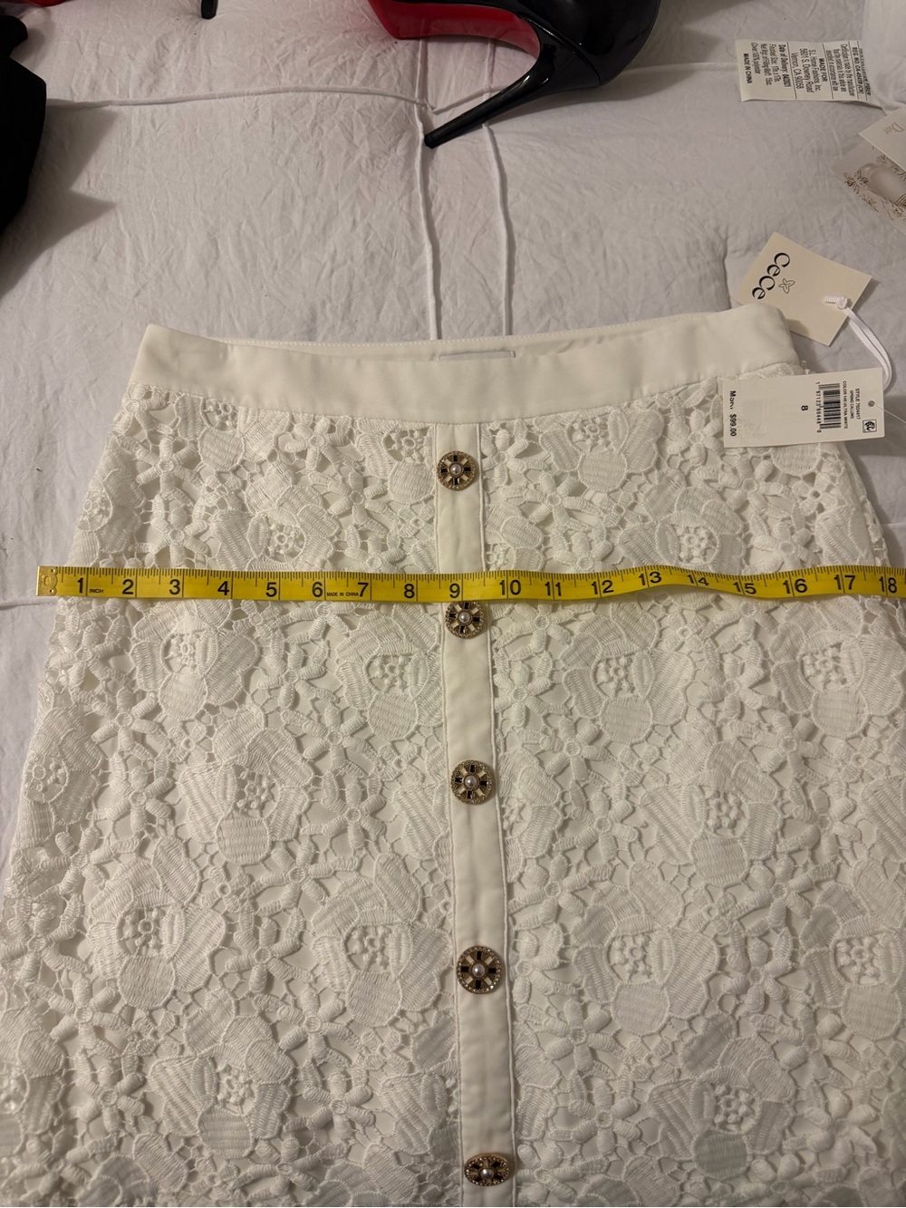 CeCe Cream Floral Lace Button-Front Maxi Skirt - Picture 8 of 8